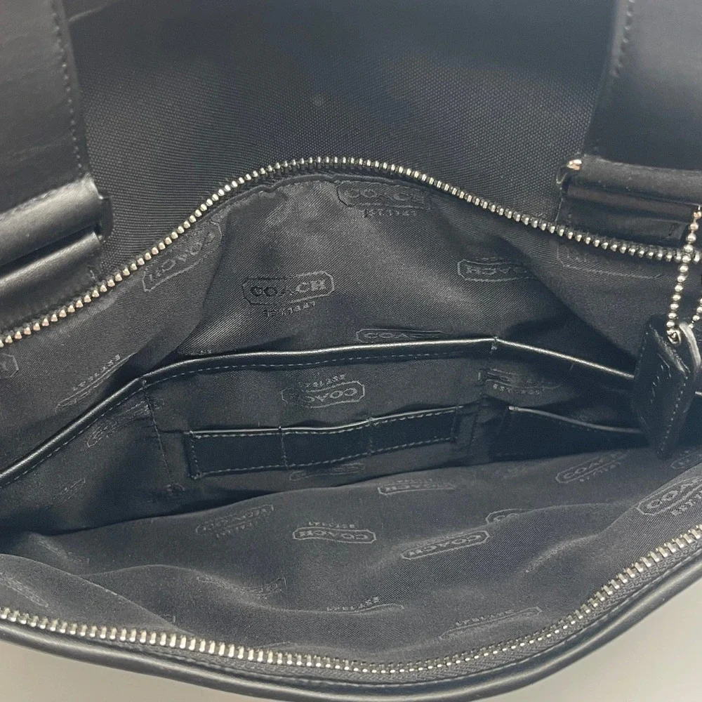 Coach Briefcase Messenger Bag Black Canvas Leather Laptop Work Travel STRAP